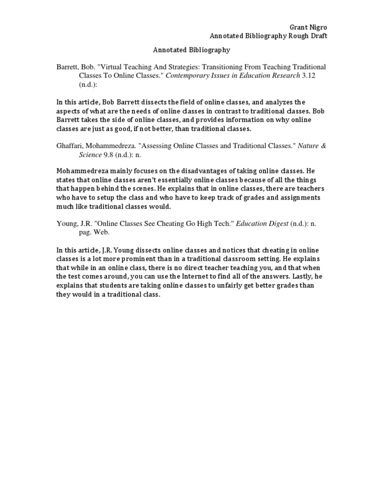Annotated Bibliography Rough Draft | PDF