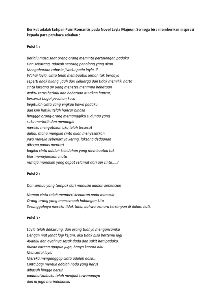 Puisi Dari Novel Laila Majnun Laila Qais Pdf