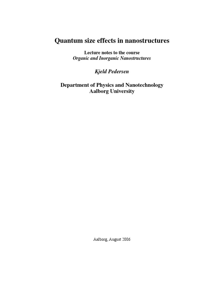 Quantum Size Effects in Nanostructures | PDF | Business
