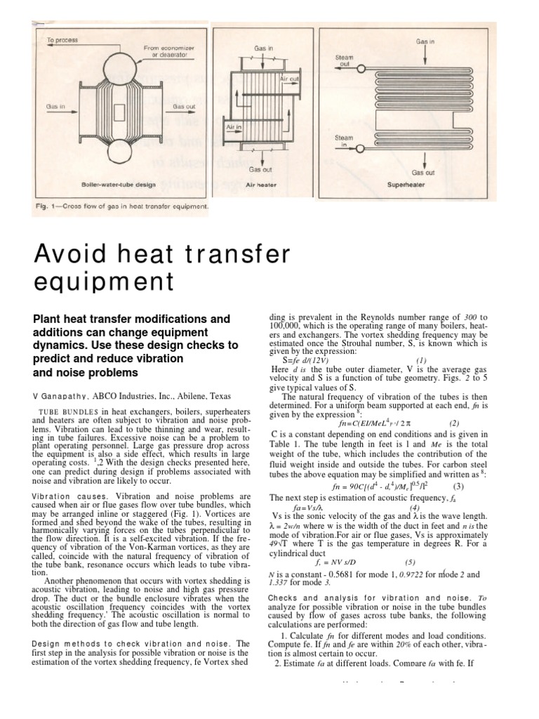 Heat Exchanger Vibration Vortices Gases