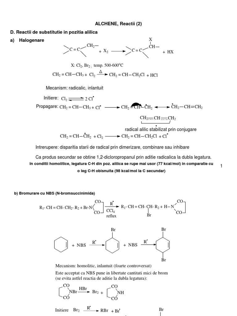 Substituții în poziția alilică a alchenelor | PDF