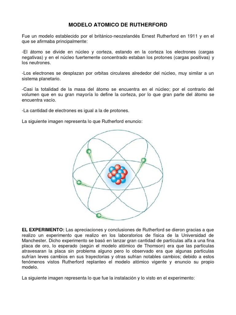 Experimento Atómico De Ernest Rutherford Modelo Atómico De