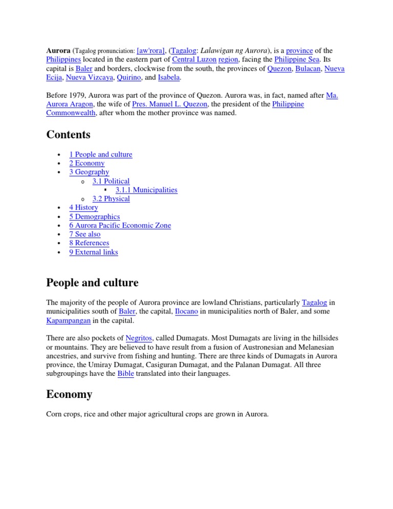 Aurora | PDF | Languages Of Asia | Philippines