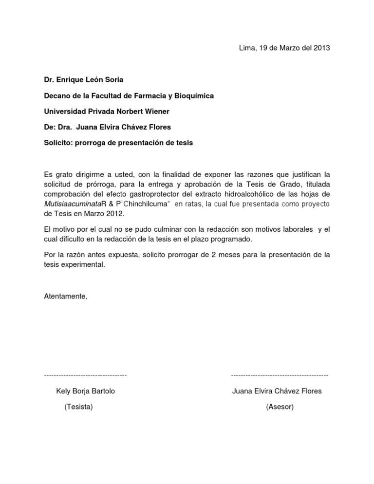 Solicitud de Prórroga de Tesis | PDF