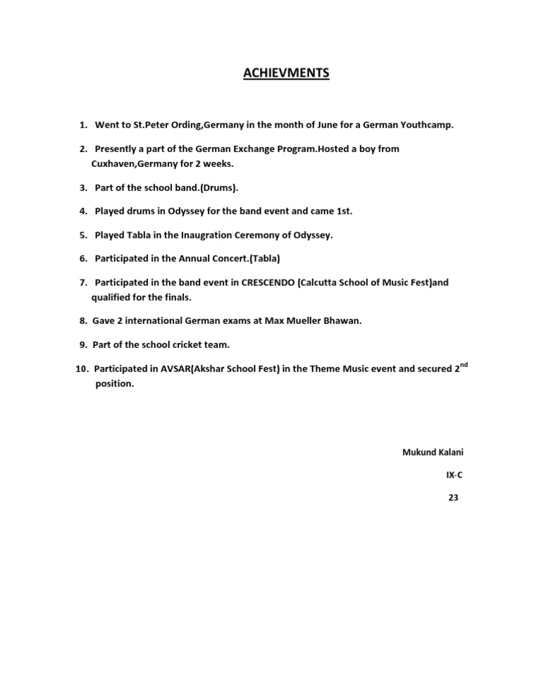 Achievments | PDF