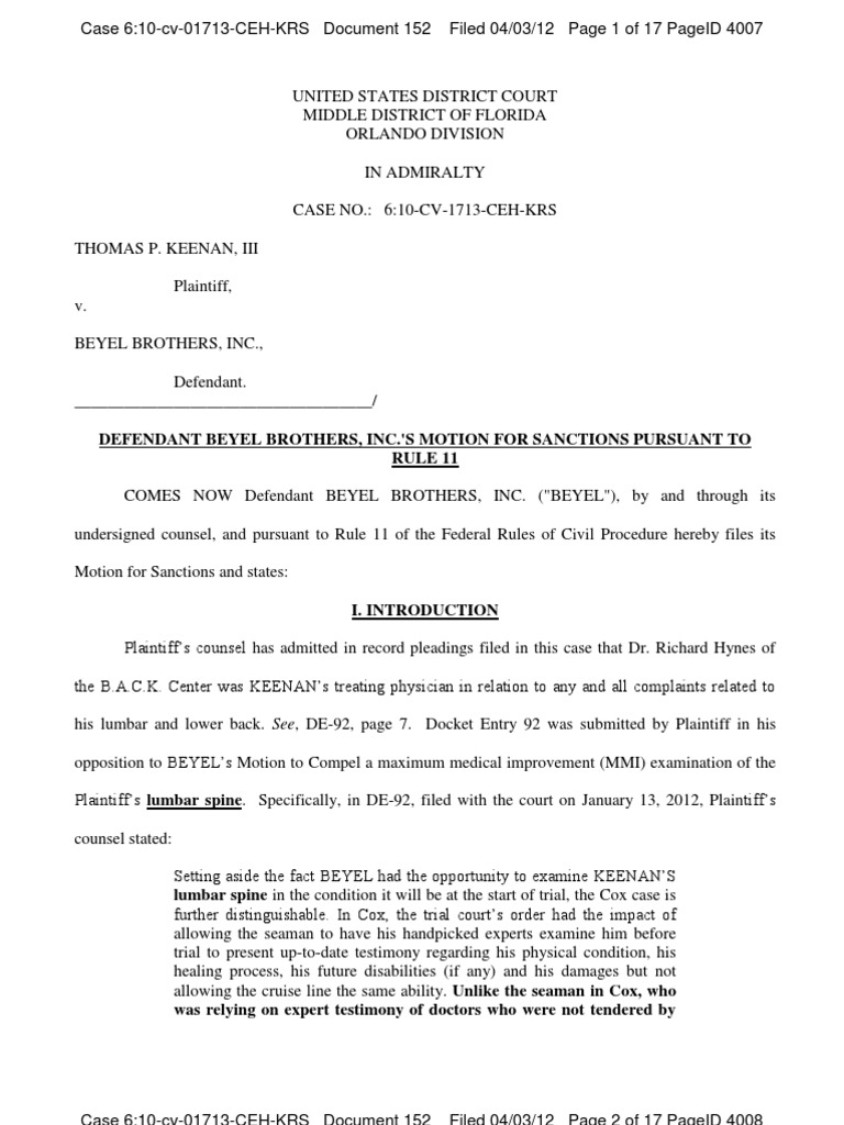 Motion for Sanctions Rule 11 Thomas Keenan vs Beyel Brothers.pdf