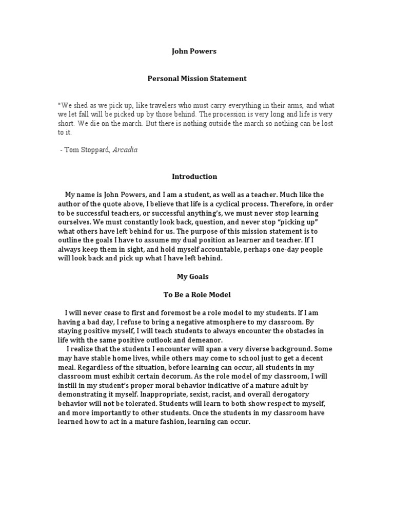 Teacher mission statement pdf classroom critical thinking