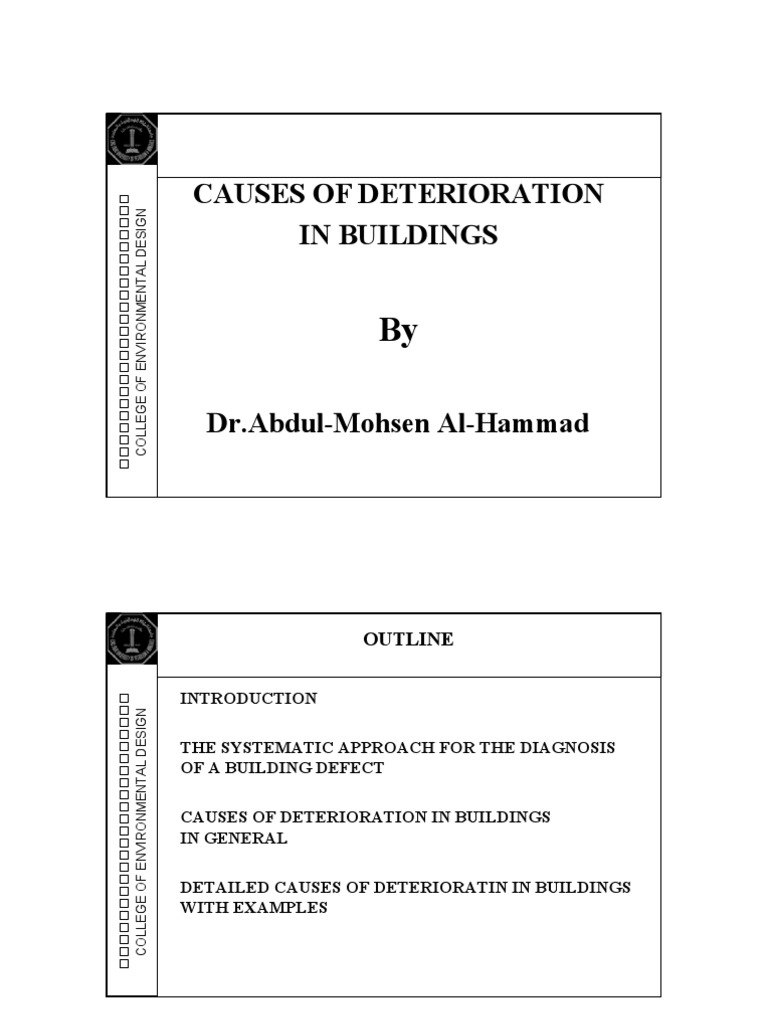 Causes of Deterioration in Buildings | PDF | Medical Diagnosis | Concrete