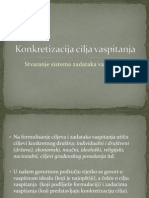 Konkretizacija Cilja Vaspitanja - Stvaranje Sistema Zadataka Vaspitanja