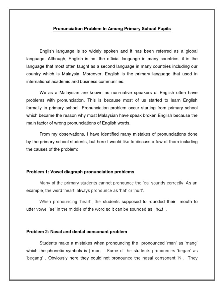 dissertation of english pronunciation problems