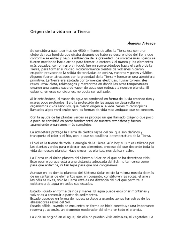Origen de la vida en la Tierra | PDF | Tierra | Dom