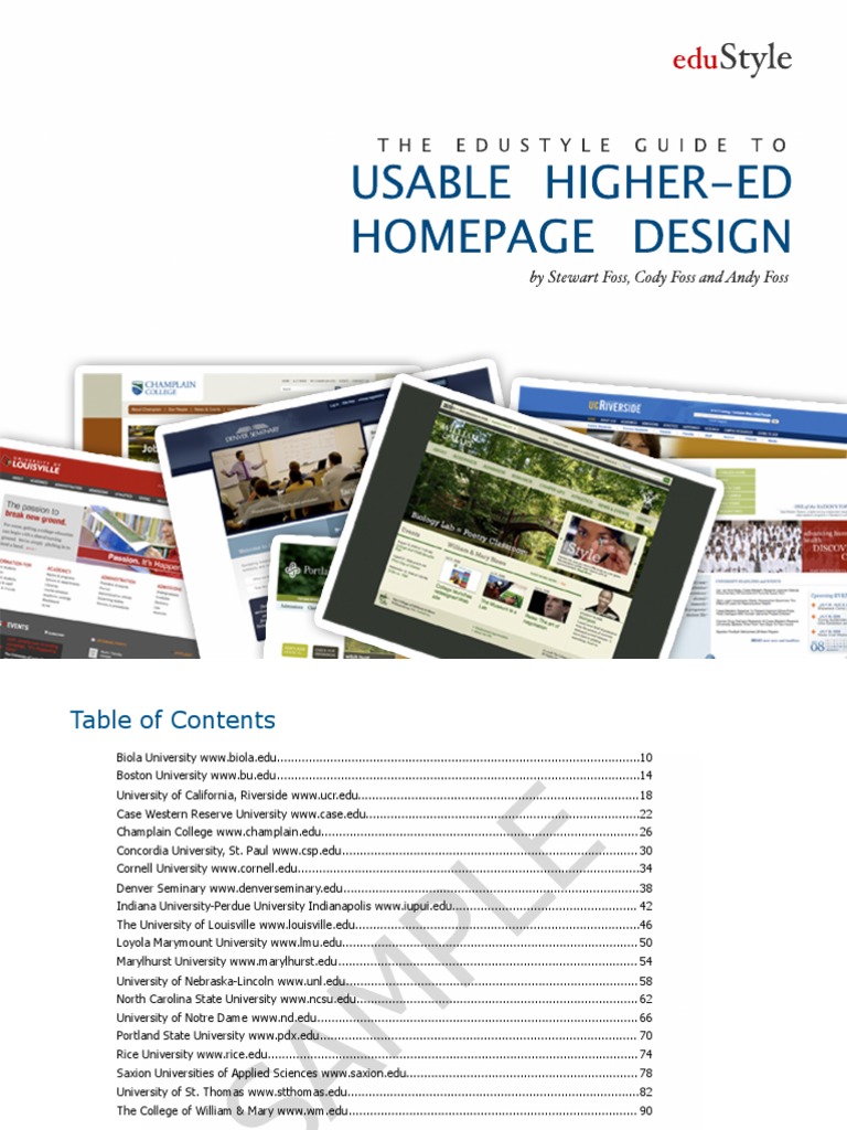 Higher Ed Homepage Design Guide | PDF | College | Menu
