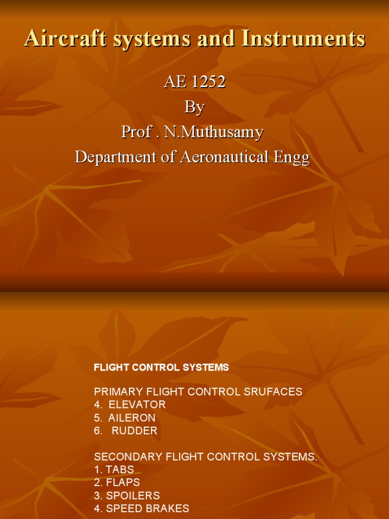 Aeronautical Systems Overview | PDF | Aircraft Flight Control System ...