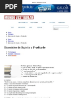 Exercícios de Sujeito e Predicado