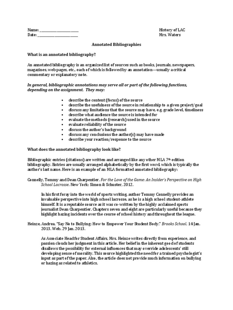 Literature annotated bibliography example picture