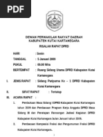 Contoh Risalah Sidang Paripurna DPRD