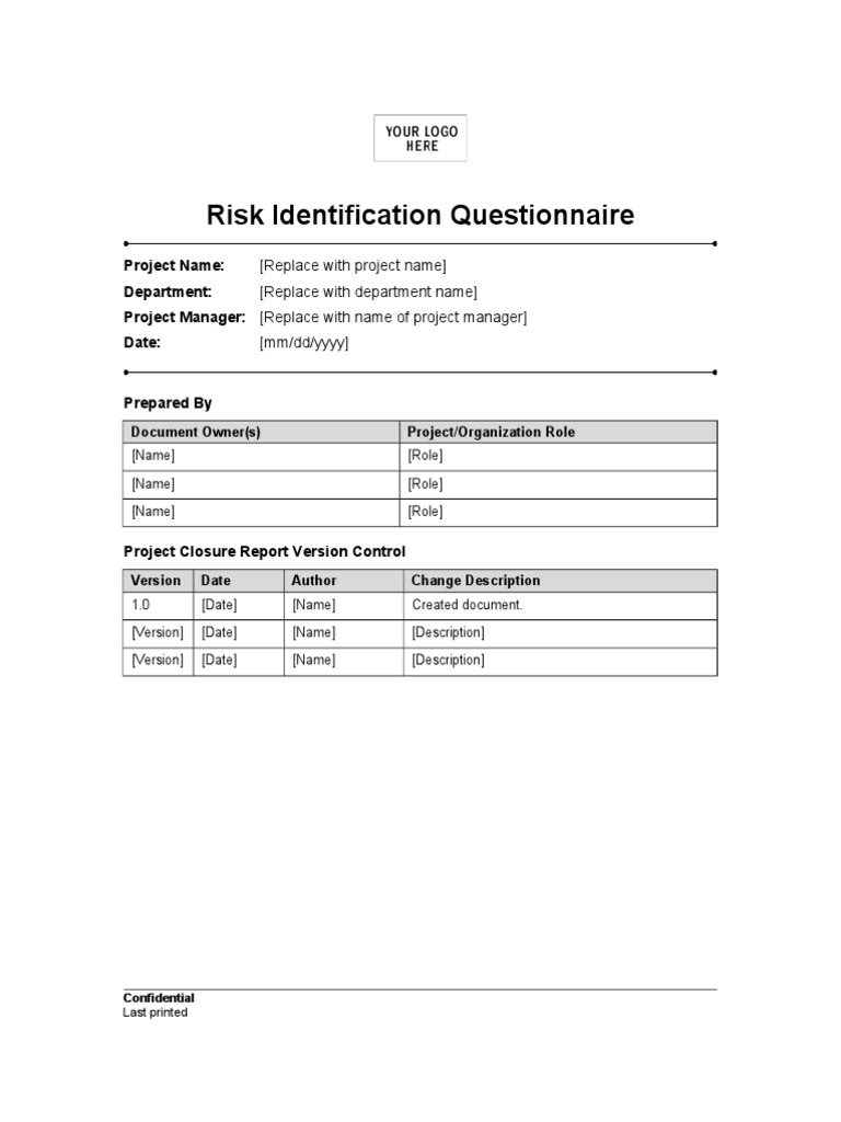 Risk Questionnaire | Risk | Identity Document