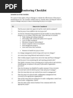 Project Monitoring Checklist