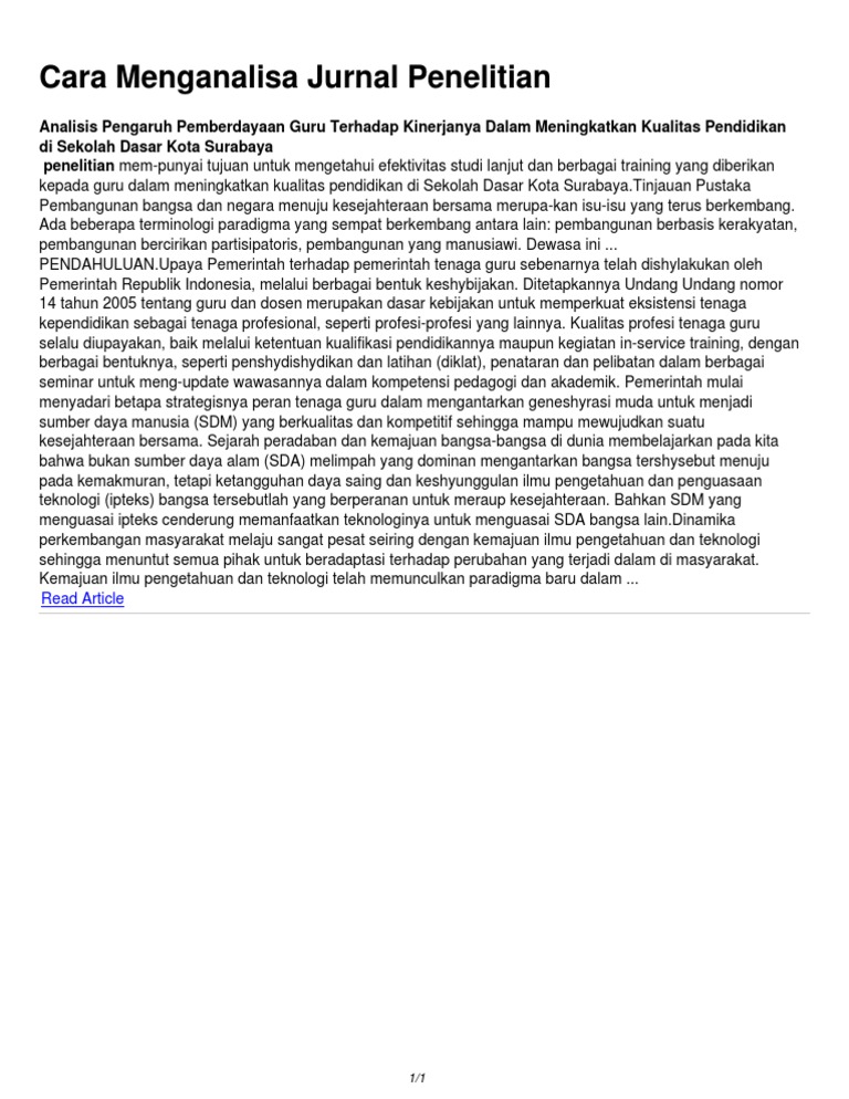 Contoh Soal Pendidikan Cara Menganalisis Jurnal Dan Contohnya