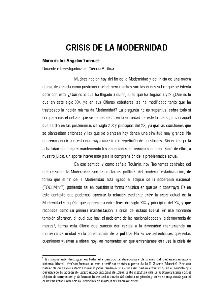 Crisis de la Modernidad y su Impacto Político | PDF | Historia
