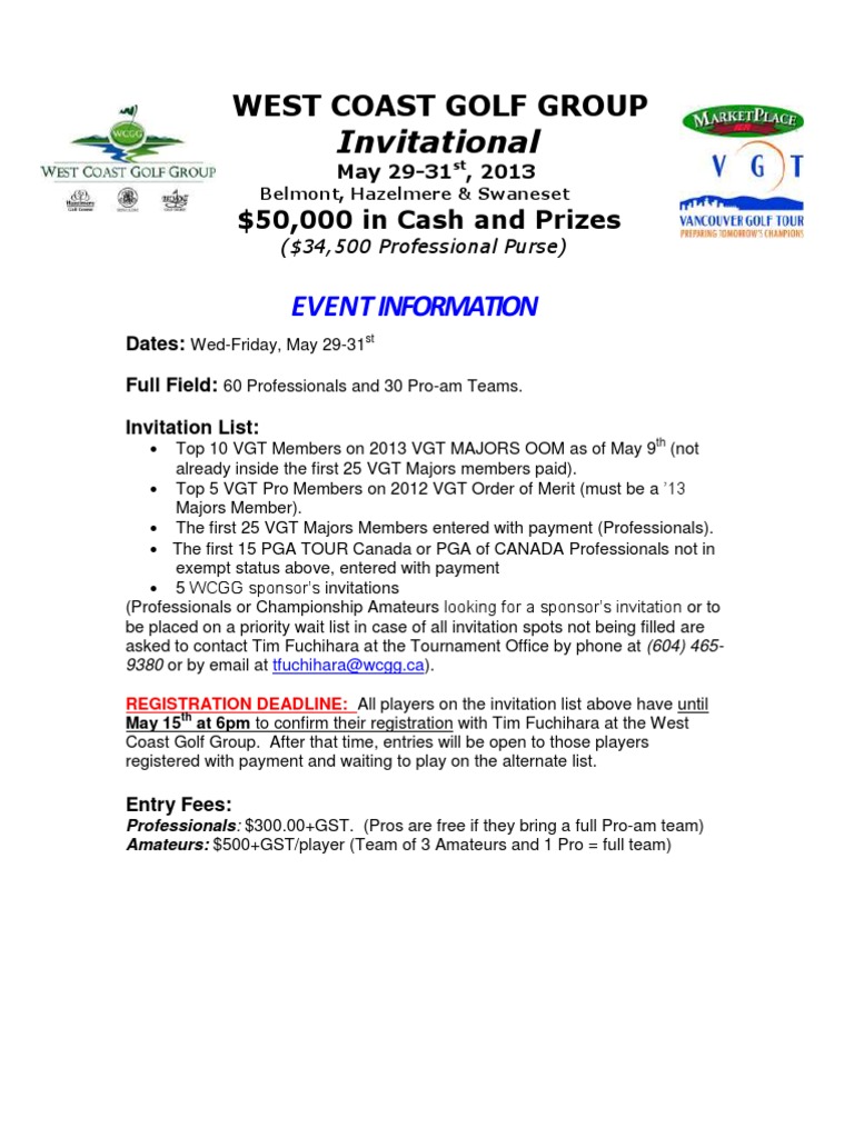 2013 WCGG Invitational Pro-Am | PDF | Team Sports | Leisure