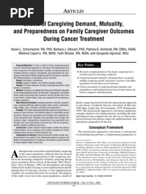 Effects of Caregiving Demand and Preparedness on Family Caregiver Outcomes During Cancer Treatment