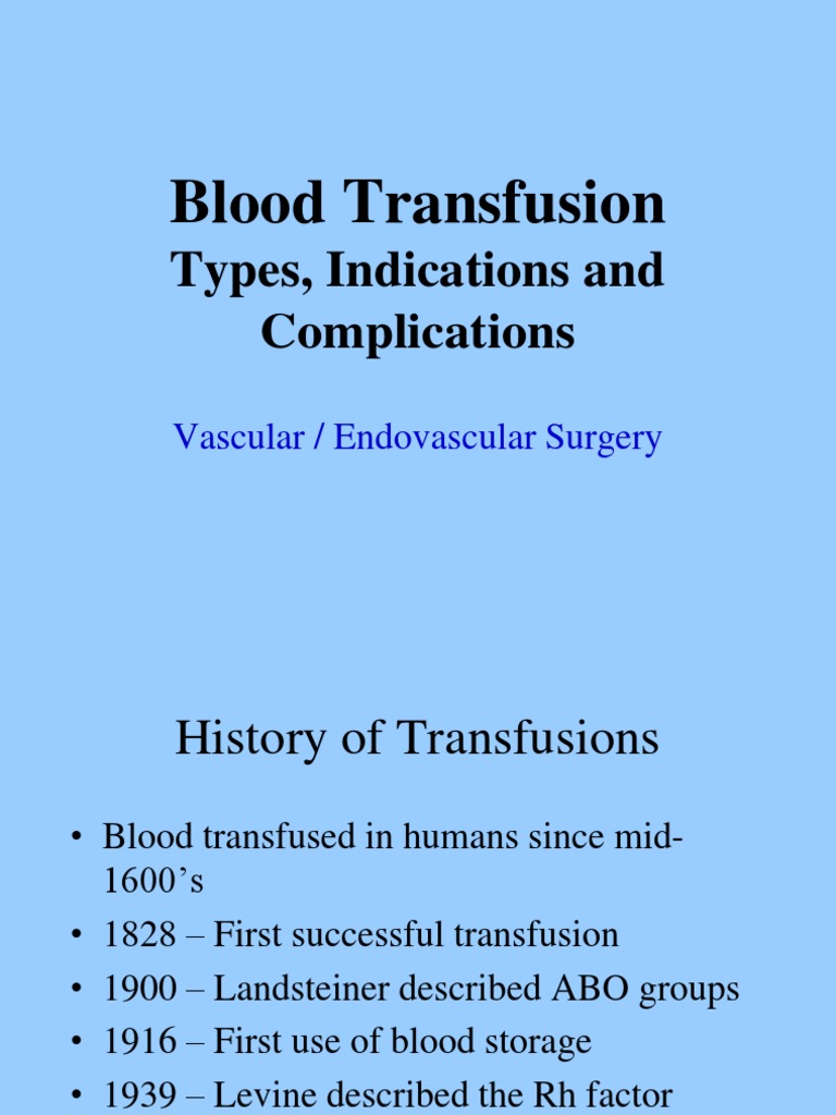 Surgery Slide 6 Blood Transfusions PDF Blood Transfusion Platelet