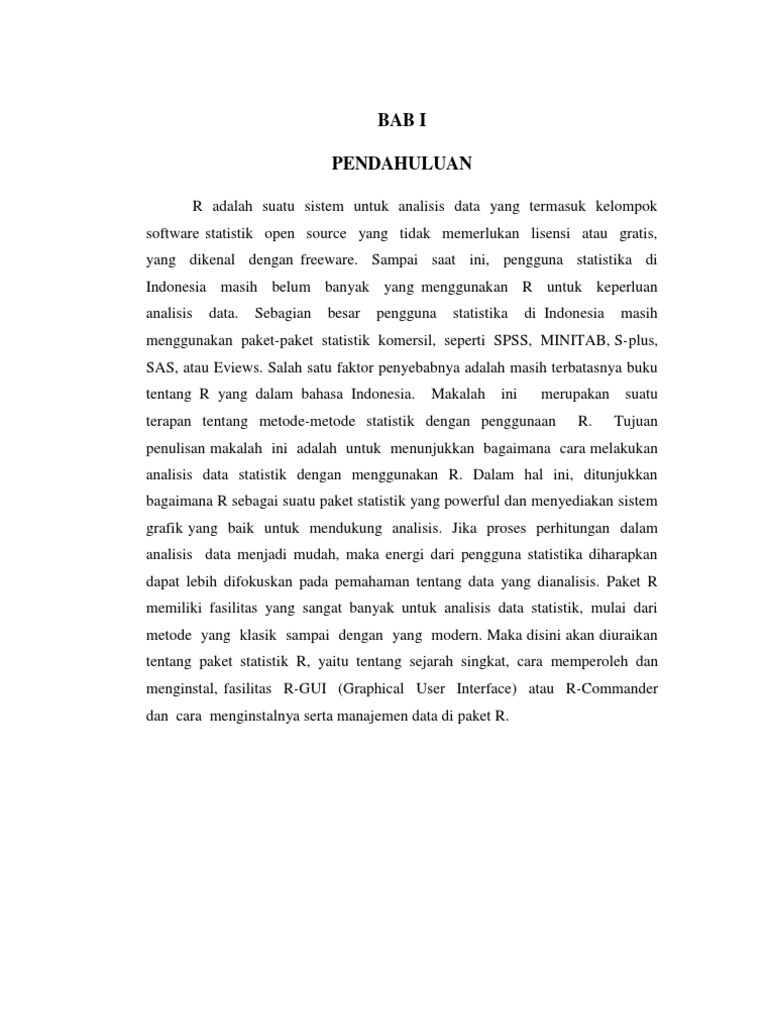 Pendahuluan Makalah Program R Statistik