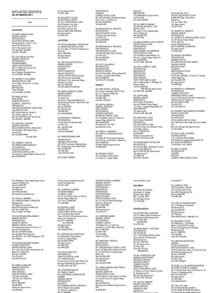 Accredited Dentists Pdf Dentist Makati