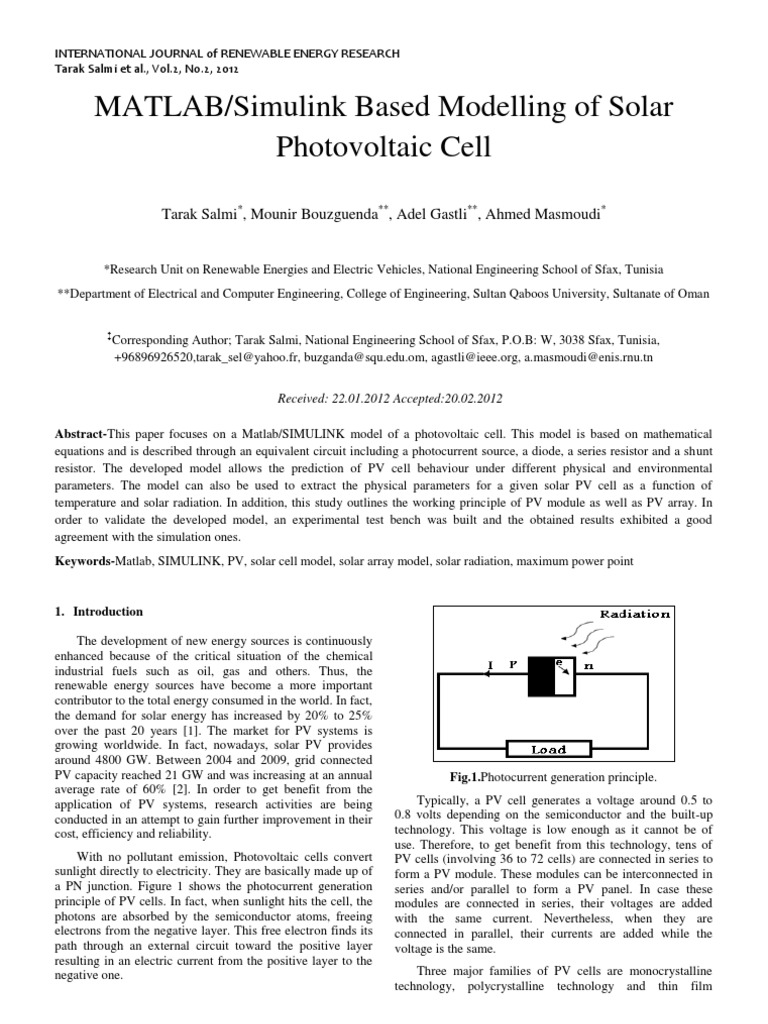 MATLAB Simulink Based Modeling of Solar PV Cell PDF | PDF ...