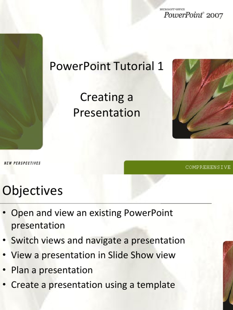 Powerpoint Tutorial 1 Creating A Presentation: Comprehensive | PDF