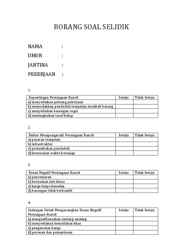Borang Soal Selidik  PDF