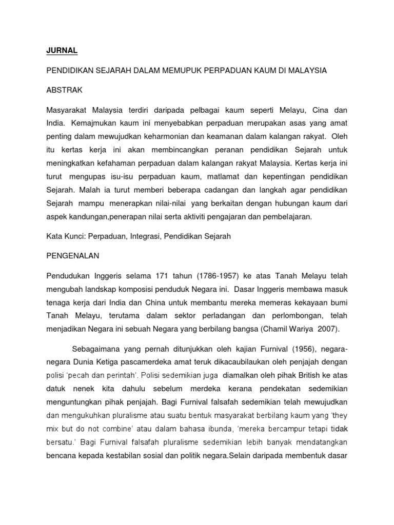 Halangan Untuk Memupuk Perpaduan Di Malaysia Artikel Surat Khabar