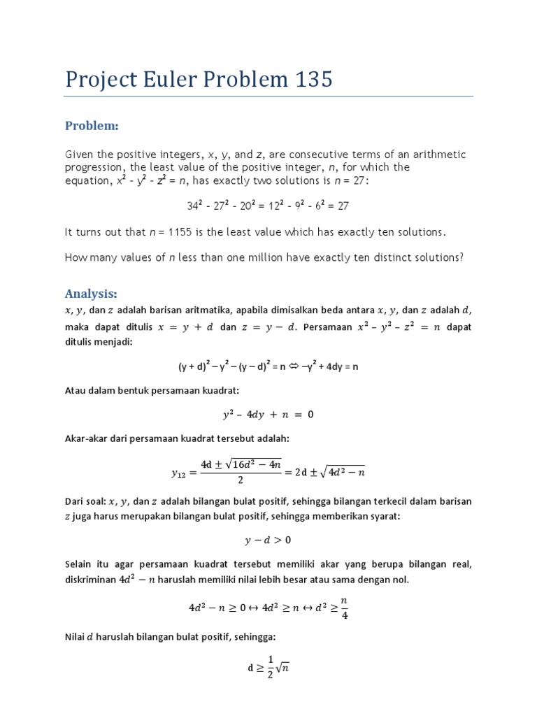 Problem Euler: Solusi Aritmatika | PDF