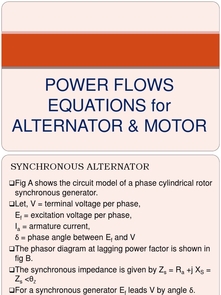 Power Flow Equation Electric Generator Trigonometric Functions