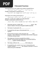 Polynomial Functions: FX Ax Ax Ax Ax Axa FX X X FX X X X X