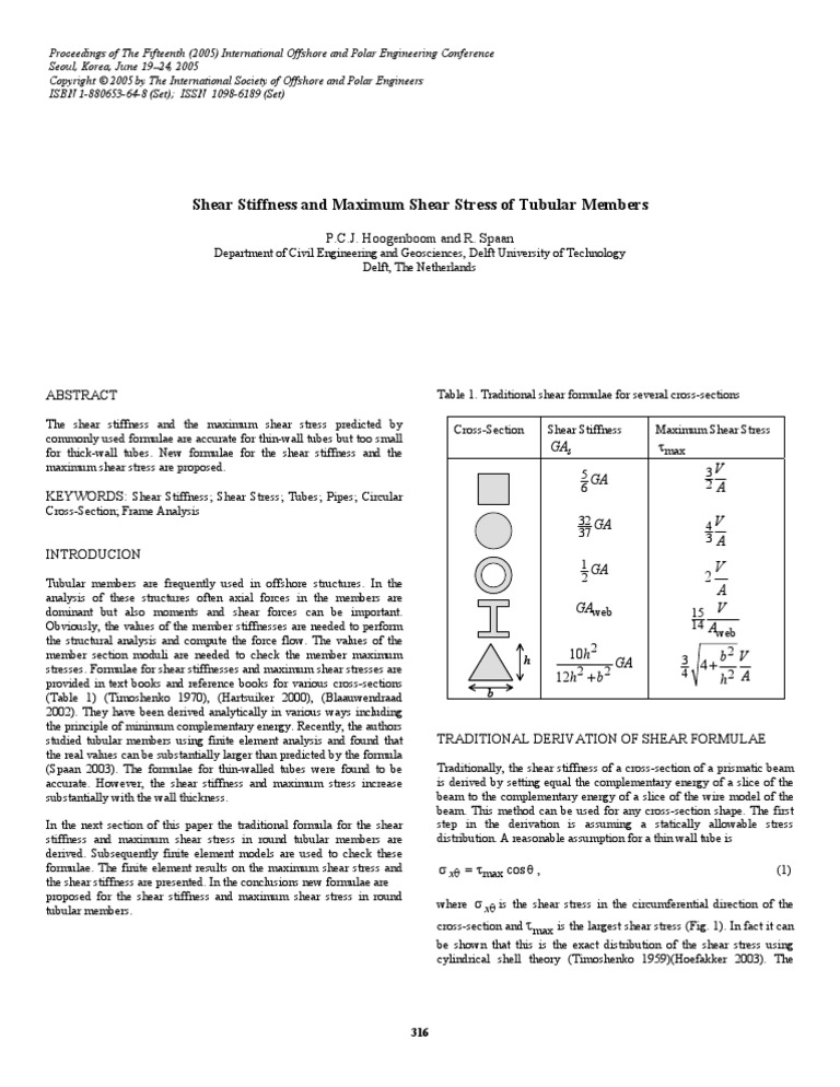 Shear Stiffness Shear Stress Cross Section (Physics)