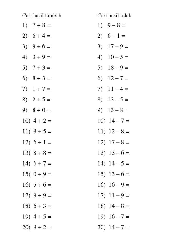 Nota Tambah Pecahan Tahun 4