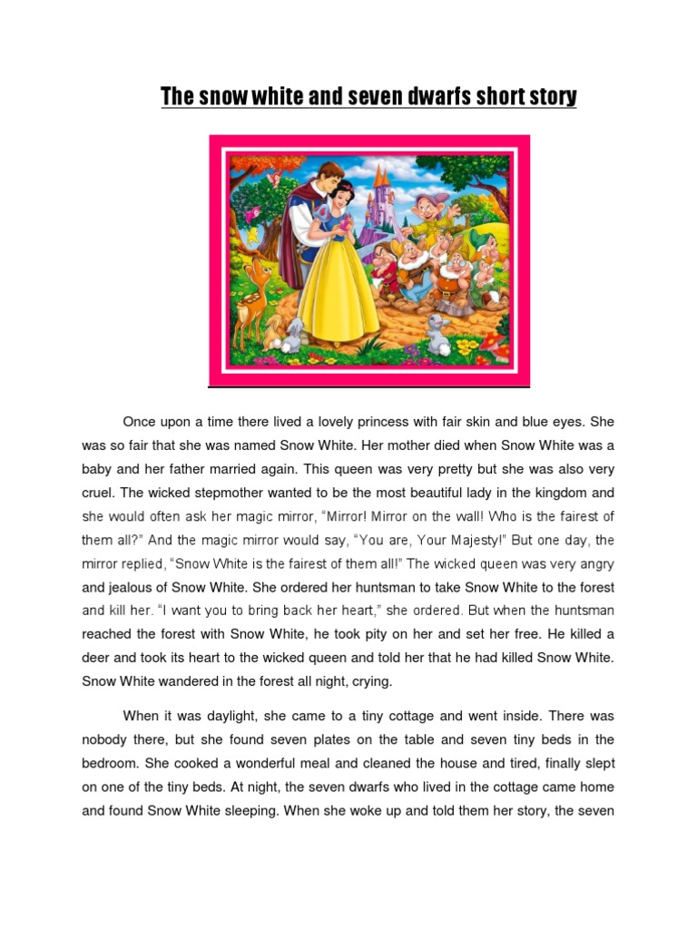 The Snow White And Seven Dwarfs Short Story Pdf Snow White Grimms Fairy Tales