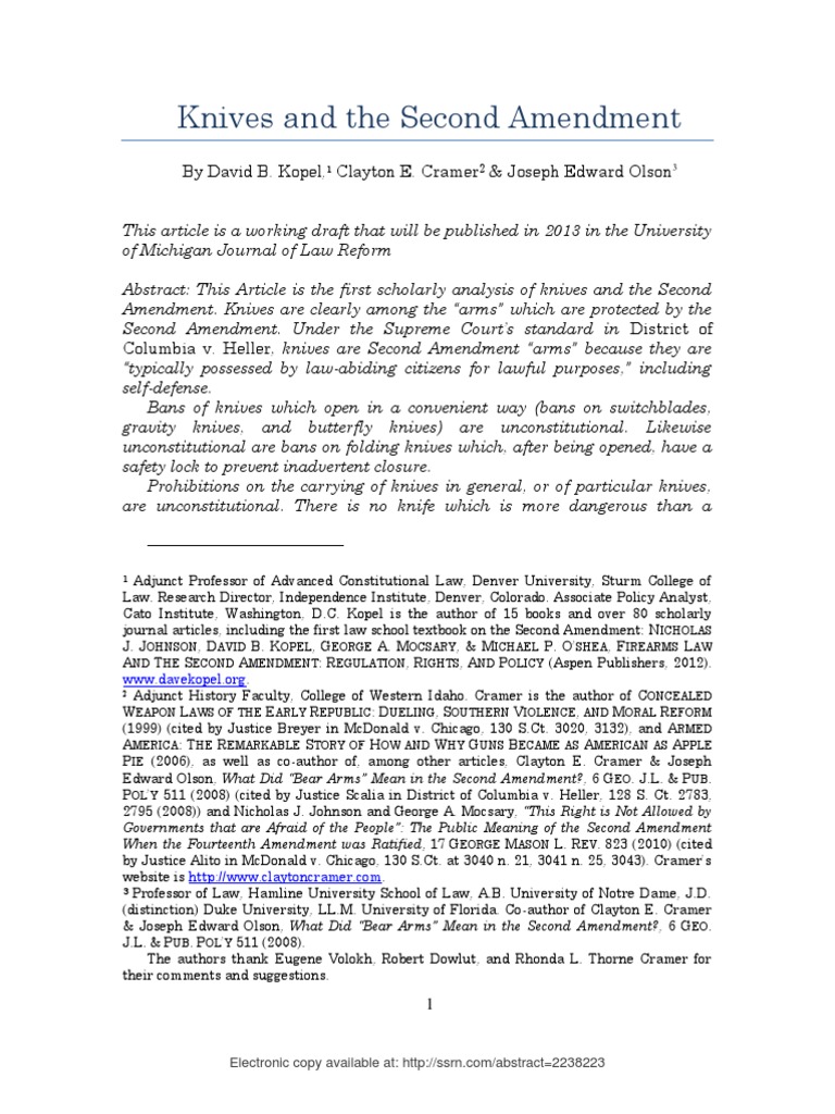 Knives & the Second Amendment | PDF | Knife | Second Amendment To The ...