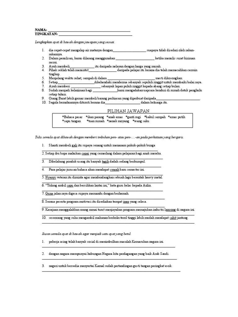 Soalan Bahasa Melayu Peralihan Pdf