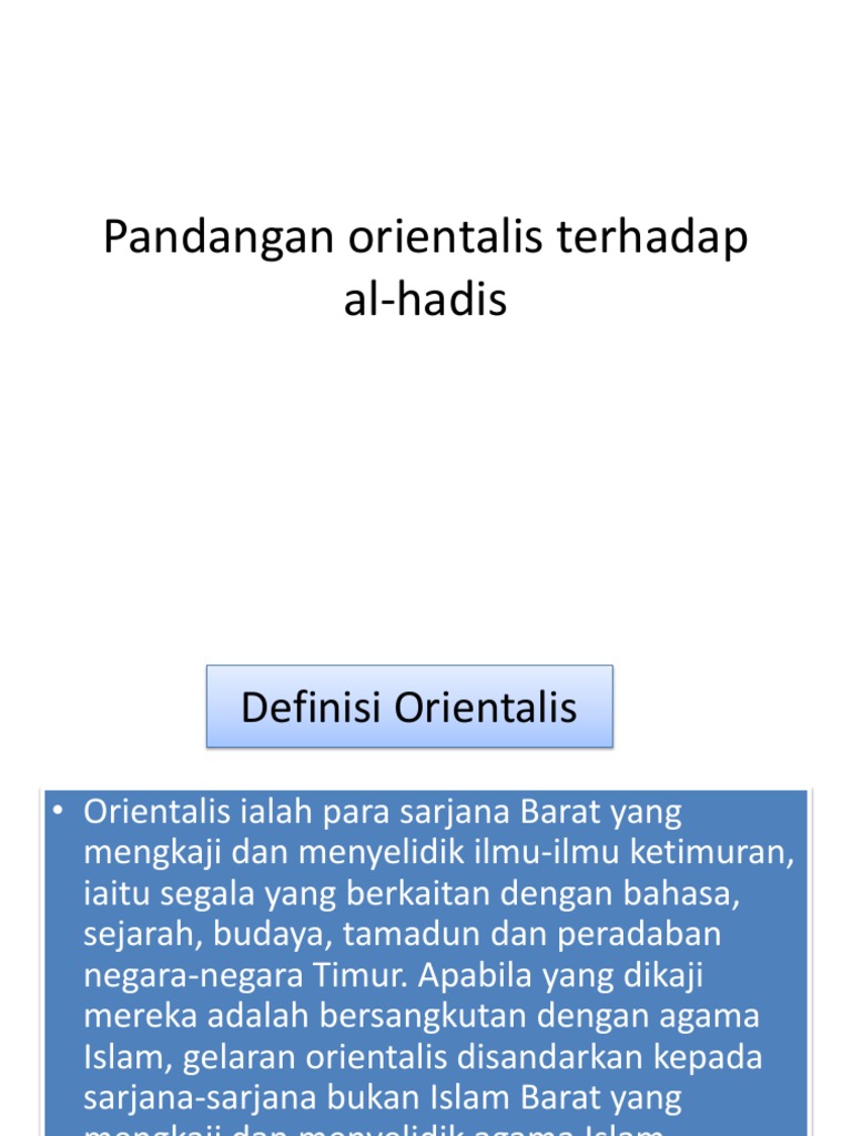 Pandangan Orientalis Terhadap Al Hadis Pdf