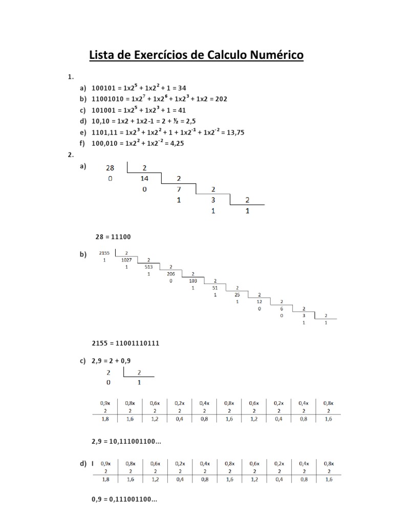 Lista de Exercícios Resolvidos de Calculo Numérico | Matemática ...