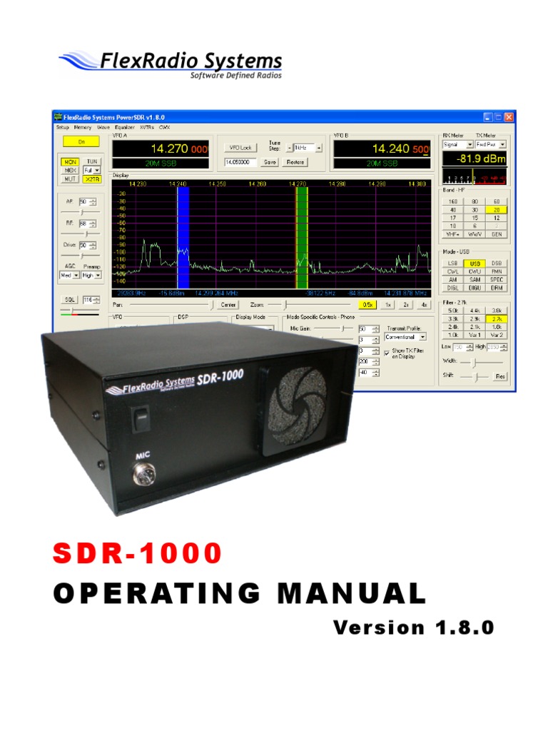 SDR-1000 Operating Manual v1.8.0 | PDF | Software Defined Radio | Radio