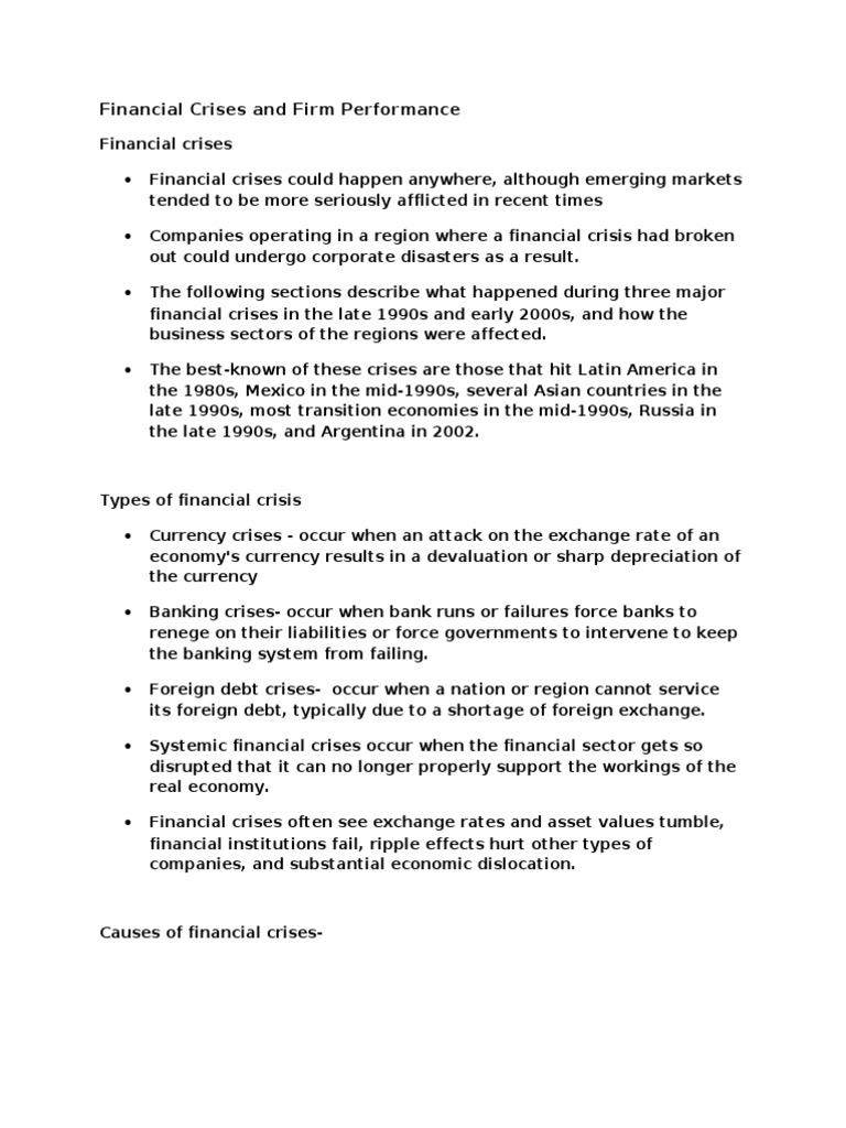 Financial Crises and How Firms Survived-Analysis | PDF | 1997 Asian ...