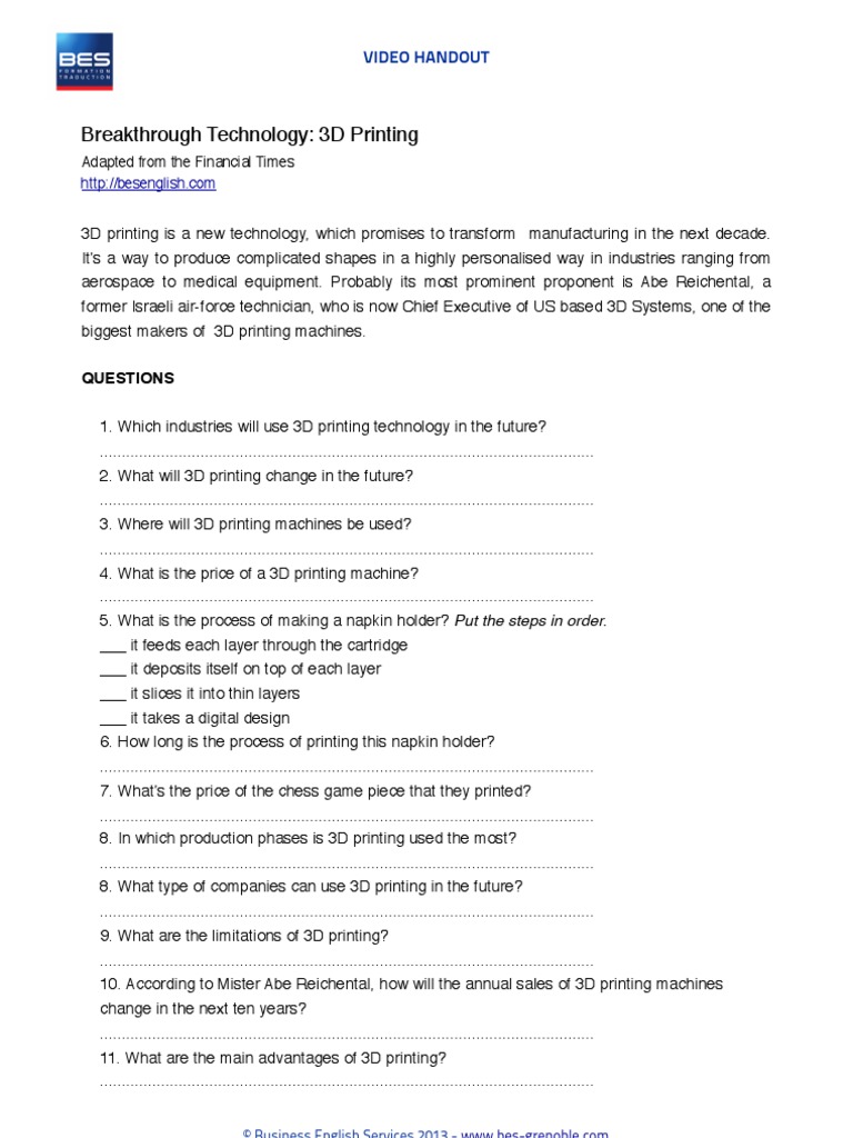 3D Printing Questions