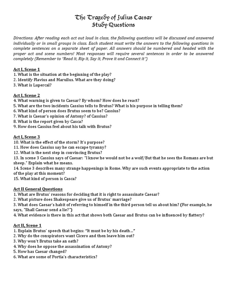 Julius Caesar Questions | Julius Caesar | Roman Republic