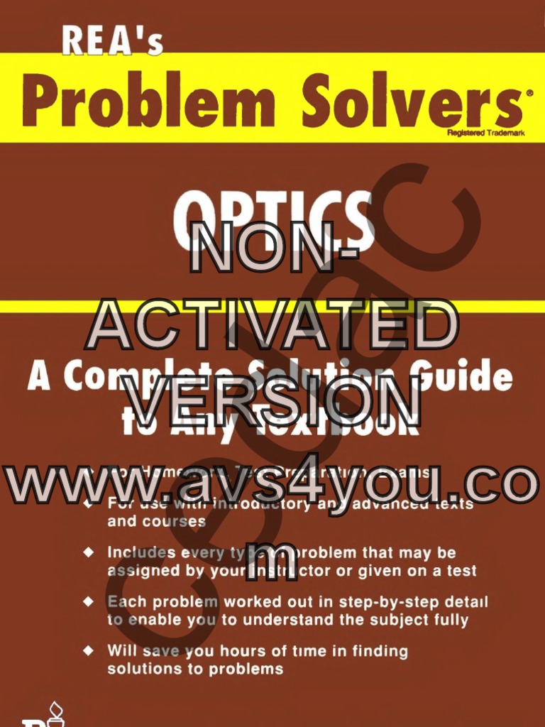 The Optics Problem Solver, Fogiel REA Publishers PDF Lens (Optics