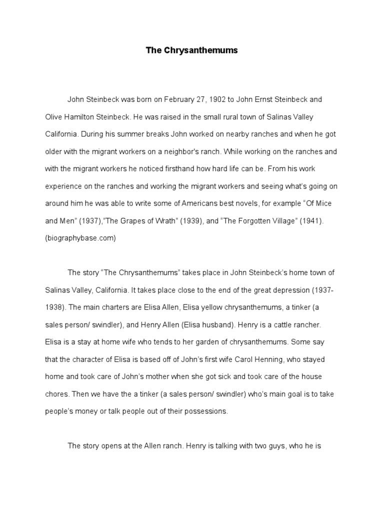 The Chrysanthemums by John Steinbeck PDF John Steinbeck