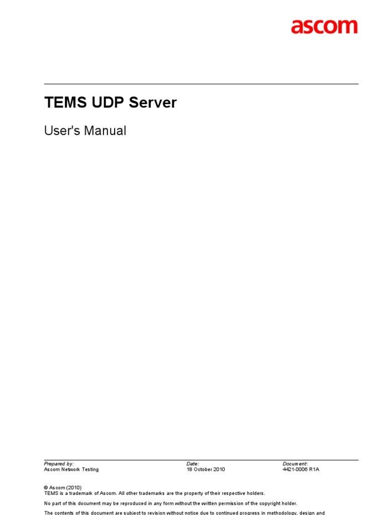 TEMS UDP Server User's Manual | PDF | Port (Computer Networking ...